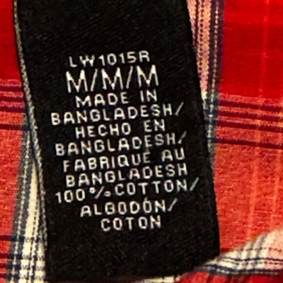 The best! Wrangler Retro Red, White, Blue Plaid Western Pearl Snap Shirt Sz M - Picture 5 of 11